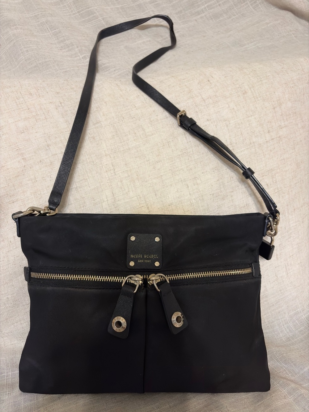 Henri Bendel Jetsetter Black Nylon Crossbody Bag with Dust Bag